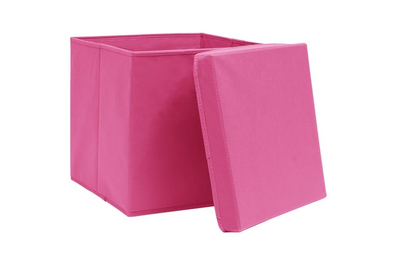 Förvaringslådor med lock 4 st rosa 32x32x32 cm tyg - Rosa - Förvaringslåda