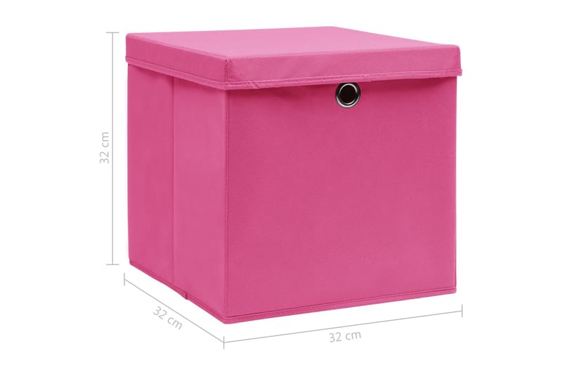 Förvaringslådor med lock 4 st rosa 32x32x32 cm tyg - Rosa - Förvaring - Småförvaring - Förvaringslåda