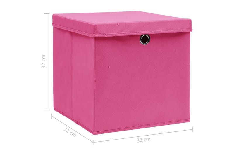 Förvaringslådor med lock 4 st rosa 32x32x32 cm tyg - Rosa - Förvaringslåda