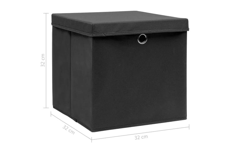 Förvaringslådor med lock 4 st svart 32x32x32 cm tyg - Svart - Förvaring - Småförvaring - Förvaringslåda