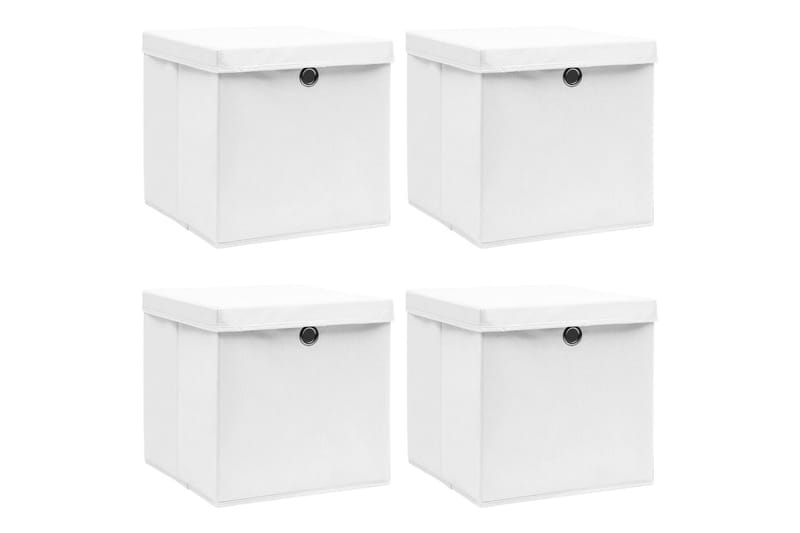 Förvaringslådor med lock 4 st vit 32x32x32 cm tyg - Vit - Förvaring - Småförvaring - Förvaringslåda
