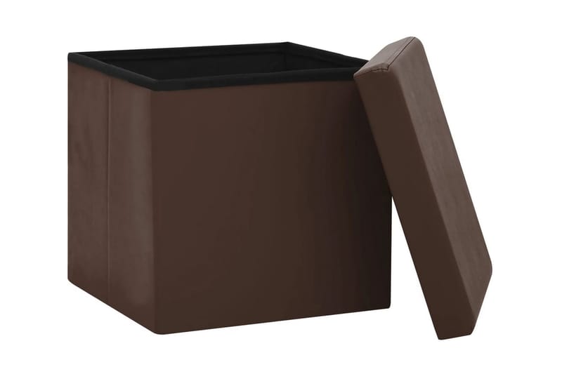 Hopfällbar förvaringspall brun PVC - Brun - Förvaring - Småförvaring - Förvaringslåda