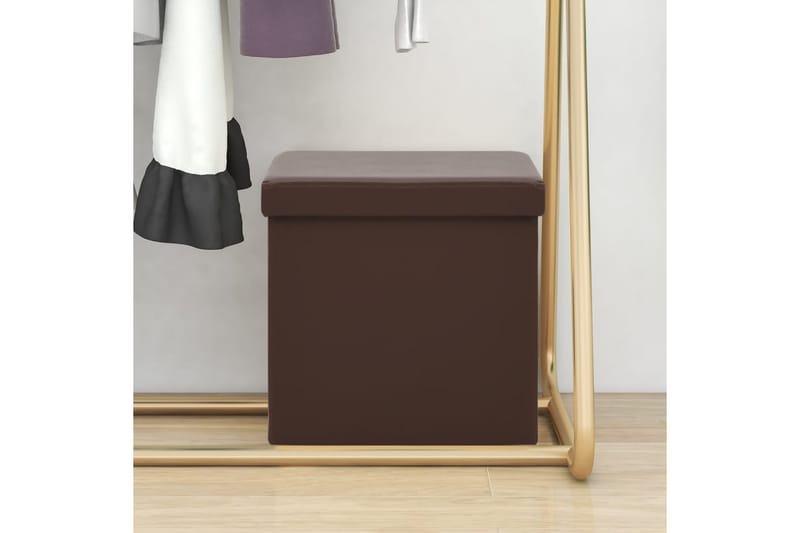 Hopfällbar förvaringspall brun PVC - Brun - Förvaring - Småförvaring - Förvaringslåda