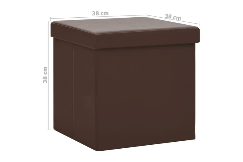 Hopfällbara förvaringspallar 2 st brun PVC - Brun - Förvaringslåda
