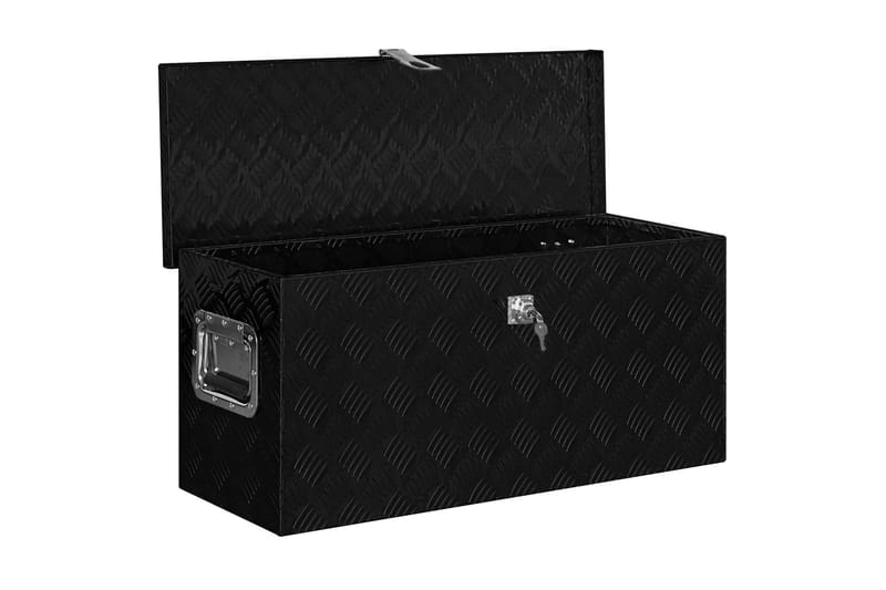 Förvaringslåda aluminium 80x30x35 cm svart - Svart - Förvaring - Småförvaring - Förvaringslåda - Lådor