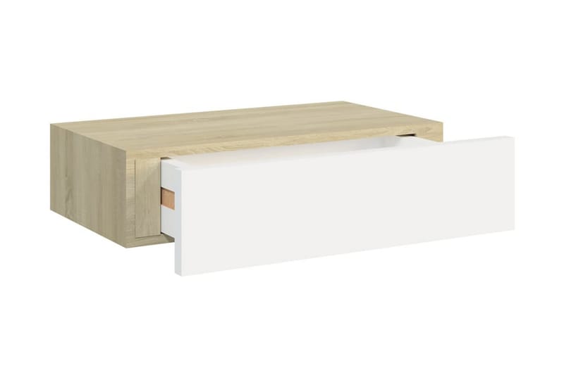Vägglådor ek och vit 2 st 40x23,5x10 cm MDF - Beige/Vit - Förvaring - Småförvaring - Förvaringslåda