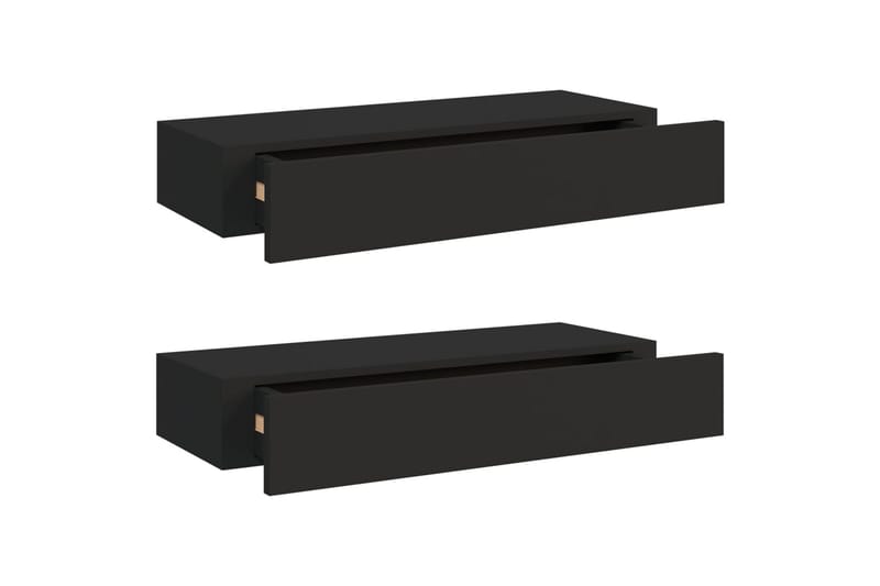 Väggmonterad låda 2 st svart 60x23,5x10 cm MDF - Svart - Förvaring - Småförvaring - Förvaringslåda