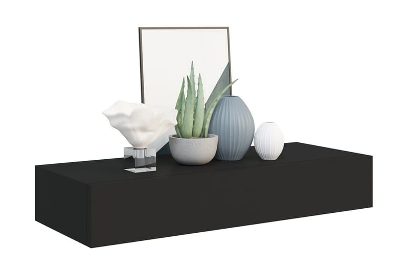 Väggmonterad låda 2 st svart 60x23,5x10 cm MDF - Svart - Förvaring - Småförvaring - Förvaringslåda