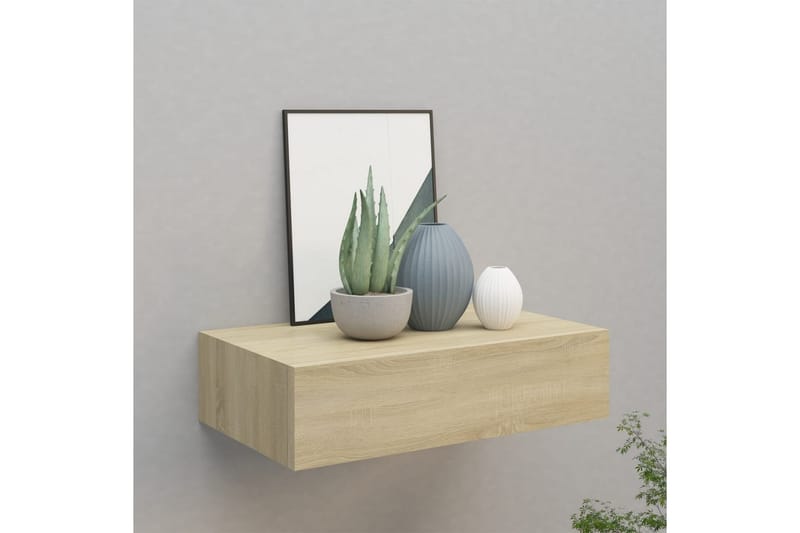 Väggmonterad låda ek 40x23,5x10 cm MDF - Brun - Förvaring - Småförvaring - Förvaringslåda