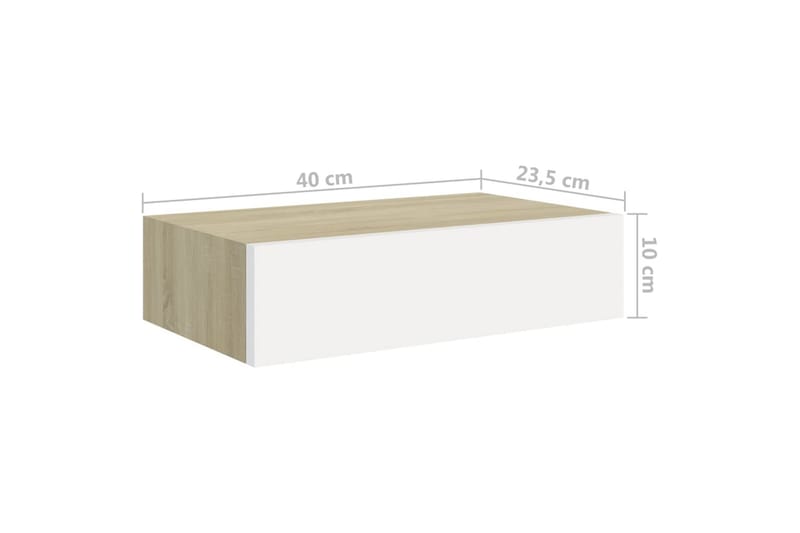 Väggmonterad låda ek och vit 40x23,5x10 cm MDF - Grå - Förvaringslåda