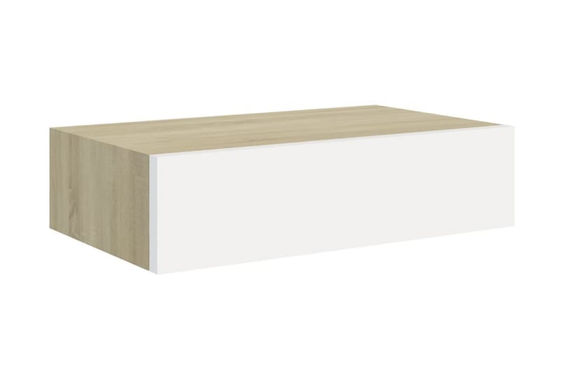 Väggmonterad låda ek och vit 40x23,5x10 cm MDF - Grå - Förvaringslåda