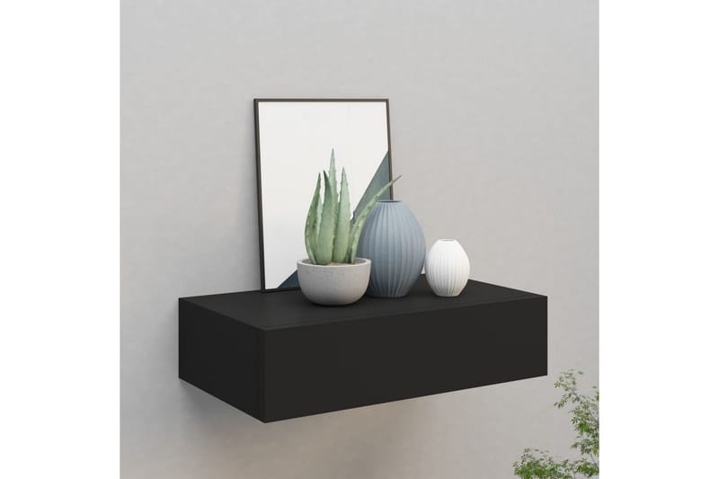 Väggmonterad låda svart 40x23,5x10 cm MDF - Svart - Förvaring - Småförvaring - Förvaringslåda
