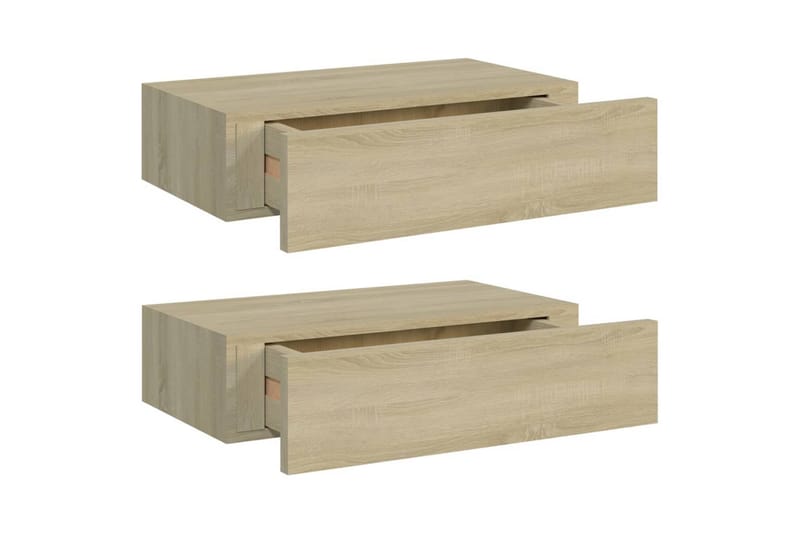 Väggmonterade lådor ek 2 st 40x23,5x10 cm MDF - Brun - Förvaring - Småförvaring - Förvaringslåda