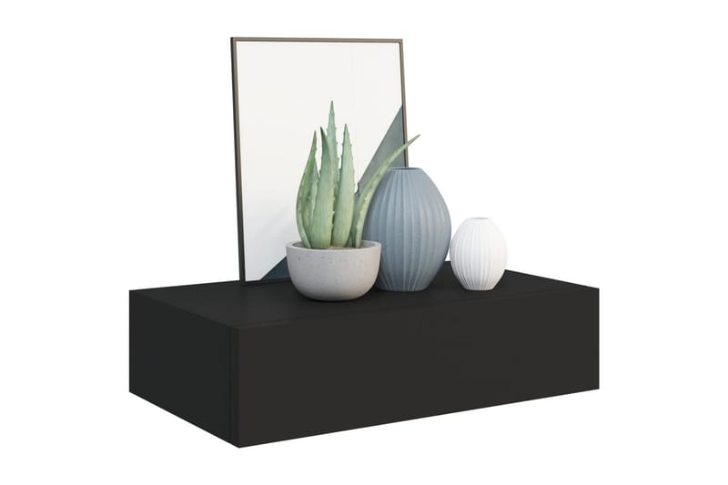 Väggmonterade lådor svart 2 st 40x23,5x10 cm MDF - Svart - Förvaring - Småförvaring - Förvaringslåda