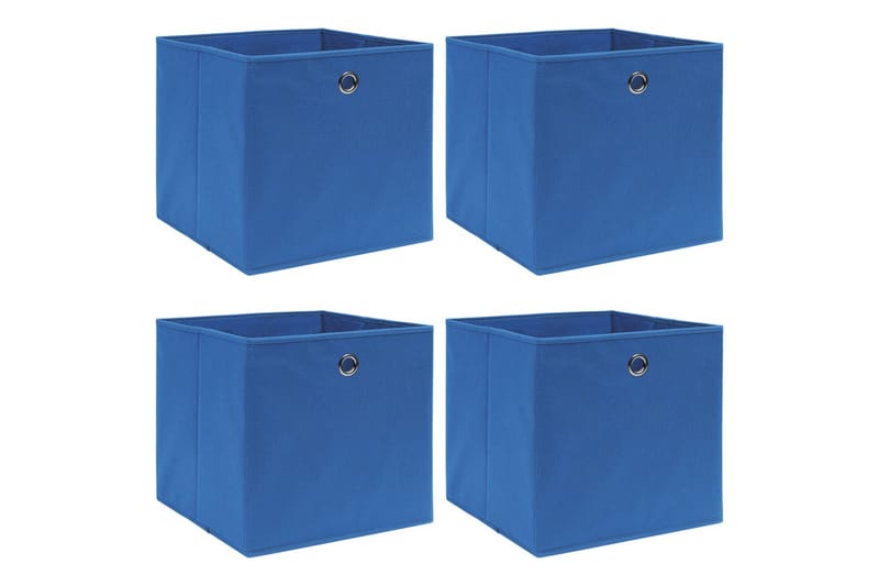 Förvaringslådor 4 st blå 32x32x32 cm tyg - Blå - Förvaringslåda