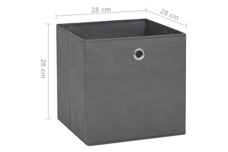 Förvaringslådor 4 st non-woven tyg 28x28x28 cm grå - Grå - Förvaringslåda