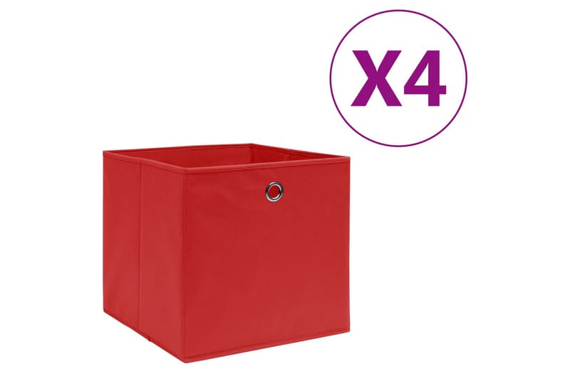 Förvaringslådor 4 st non-woven tyg 28x28x28 cm röd - Röd - Förvaringslåda