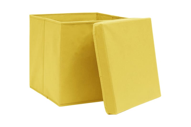Förvaringslådor med lock 10 st 28x28x28 cm gul - Gul - Förvaringslåda