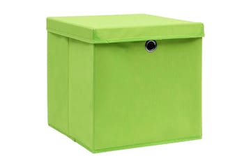 Förvaringslådor med lock 10 st grön 32x32x32 cm tyg
