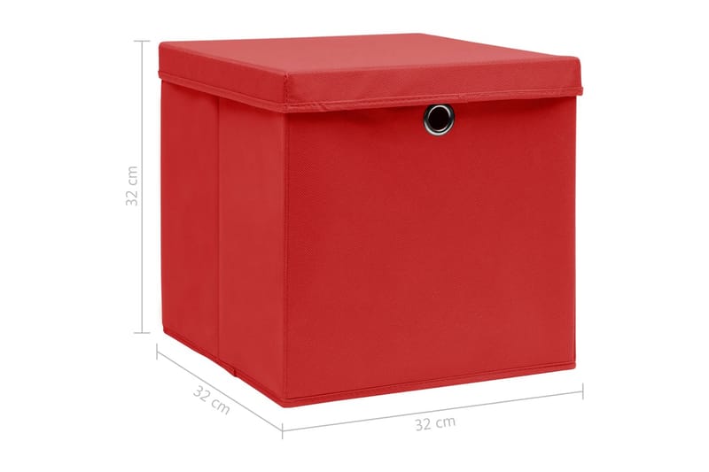 Förvaringslådor med lock 10 st röd 32x32x32 cm tyg - Röd - Förvaringslåda
