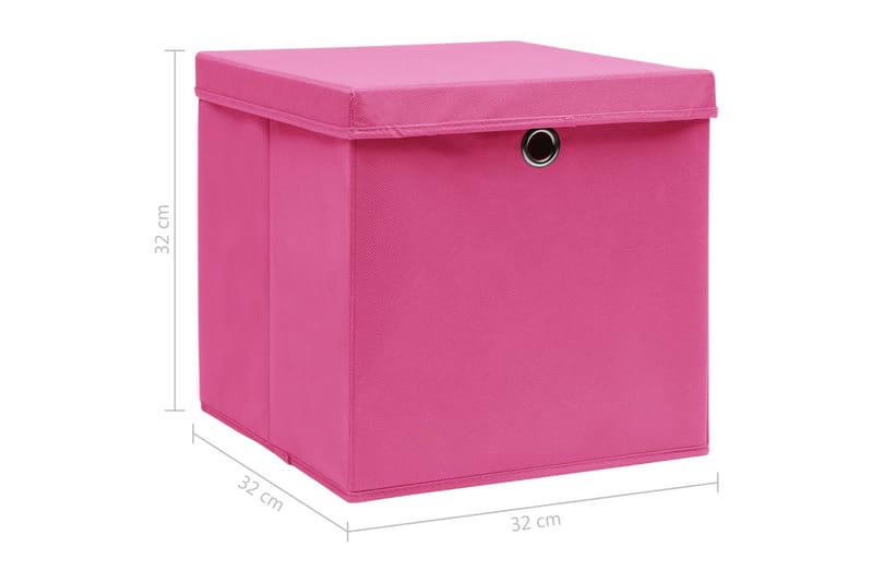 Förvaringslådor med lock 10 st rosa 32x32x32 cm tyg - Rosa - Förvaringslåda