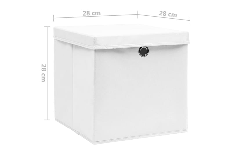 Förvaringslådor med lock 4 st 28x28x28 cm vit - Vit - Förvaringslåda