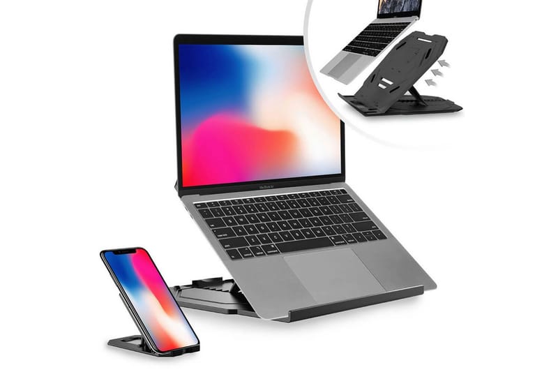 Laptopställ Desire2 2-in-1 360 Roterbar Svart - Svart - Förvaring - Småförvaring - Förvaringsställ - Laptopställ