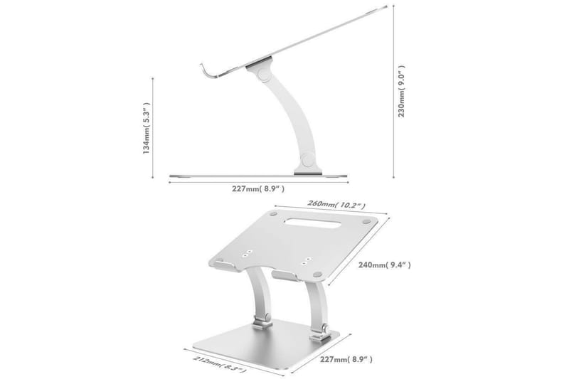 DESIRE2 Laptopställ Dual Pivot Riser Justerbar Aluminium Sil - DESIRE2 - Laptopställ