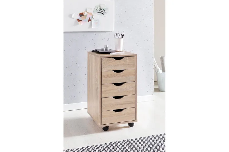 Rullkontejner Wohnling 5 lådor med folierad spånskiva och hjul, modern stil Sonoma - Sonoma - Förvaring - Förvaringsmöbler - Byrå - Hurtsar