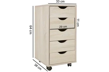 Rullkontejner Wohnling 5 lådor med folierad spånskiva och hjul, modern stil Sonoma - Sonoma - Förvaring - Förvaringsmöbler - Byrå - Hurtsar