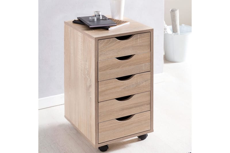 Rullkontejner Wohnling 5 lådor med folierad spånskiva och hjul, modern stil Sonoma - Sonoma - Förvaring - Förvaringsmöbler - Byrå - Hurtsar