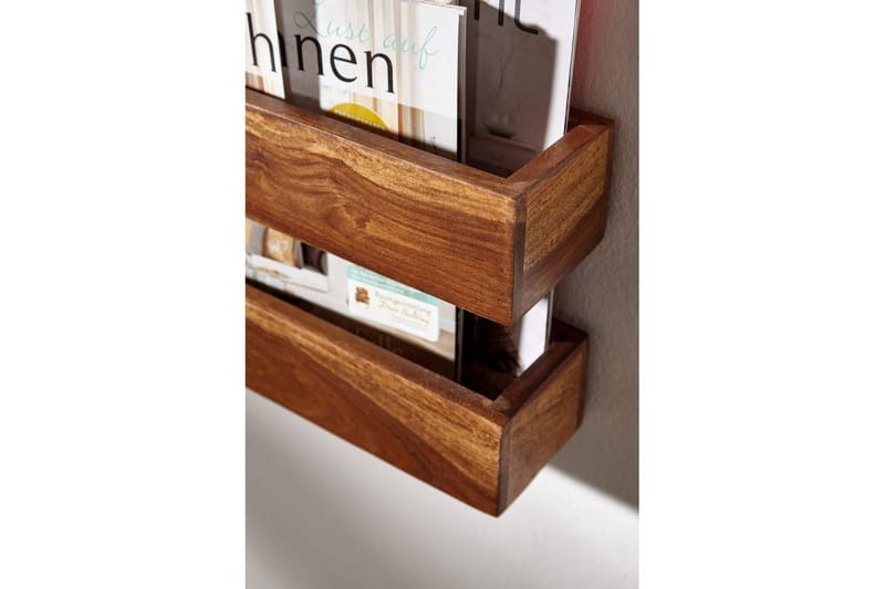 Tidningsställ Wohnling massivt trä för väggmontering, lantlig stil Rosenträ - Rosenträ - Förvaring - Småförvaring - Förvaringsställ - Tidningsställ