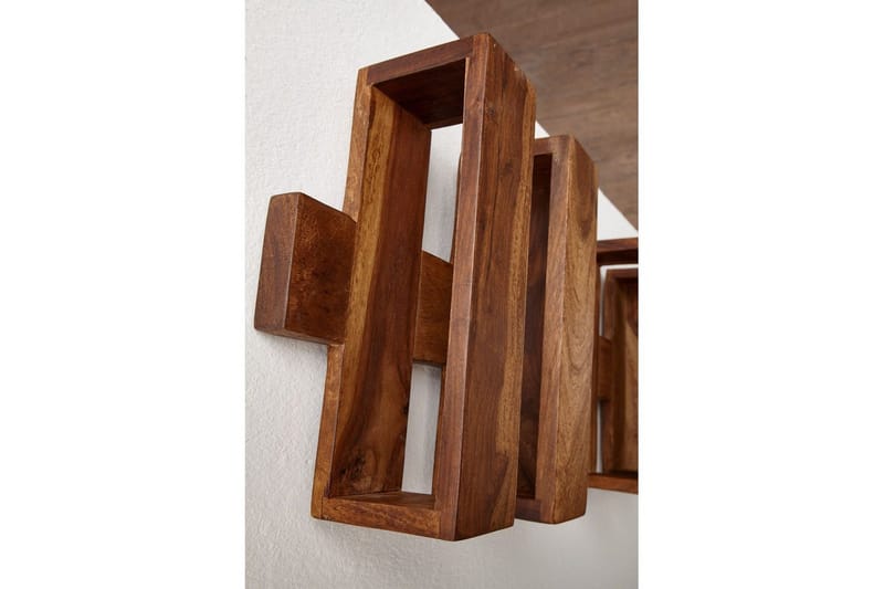 Tidningsställ Wohnling massivt trä för väggmontering, lantlig stil Rosenträ - Rosenträ - Förvaring - Småförvaring - Förvaringsställ - Tidningsställ