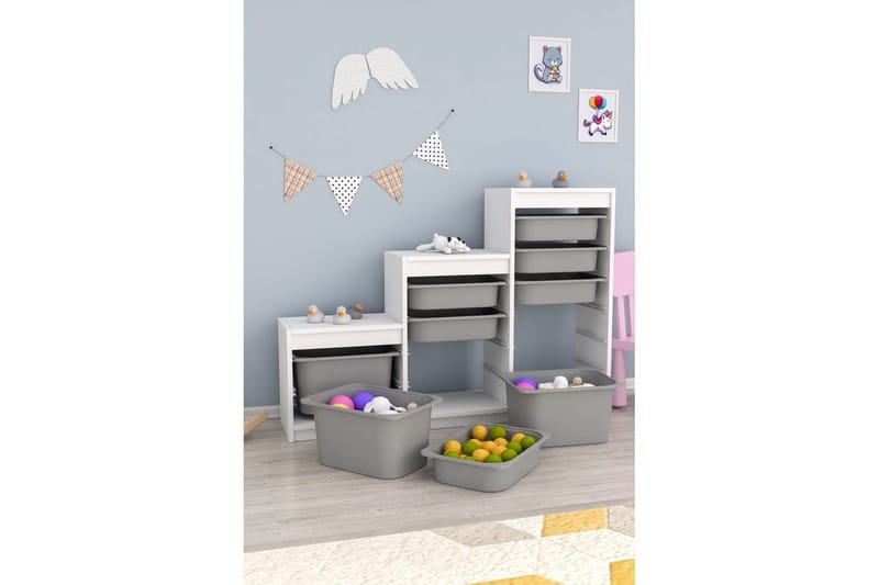 Flerfunktionsskåp Mobin Vit / Grå - Vit / Grå - Förvaring - Småförvaring - Förvaringslåda