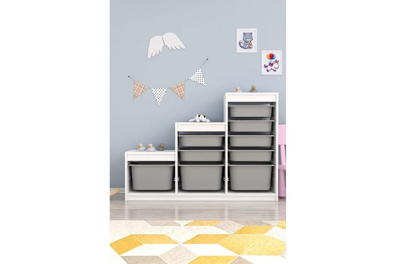 Flerfunktionsskåp Mobin Vit / Grå - Vit / Grå - Förvaring - Småförvaring - Förvaringslåda