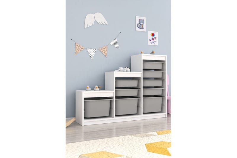Flerfunktionsskåp Mobin Vit / Grå - Vit / Grå - Förvaring - Småförvaring - Förvaringslåda