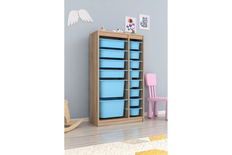 Flerfunktionsskåp Montana (69 x 112.2 x 29.6 cm) Sonomo / Blå - Sonomo / Blå - Förvaring - Småförvaring - Förvaringslåda
