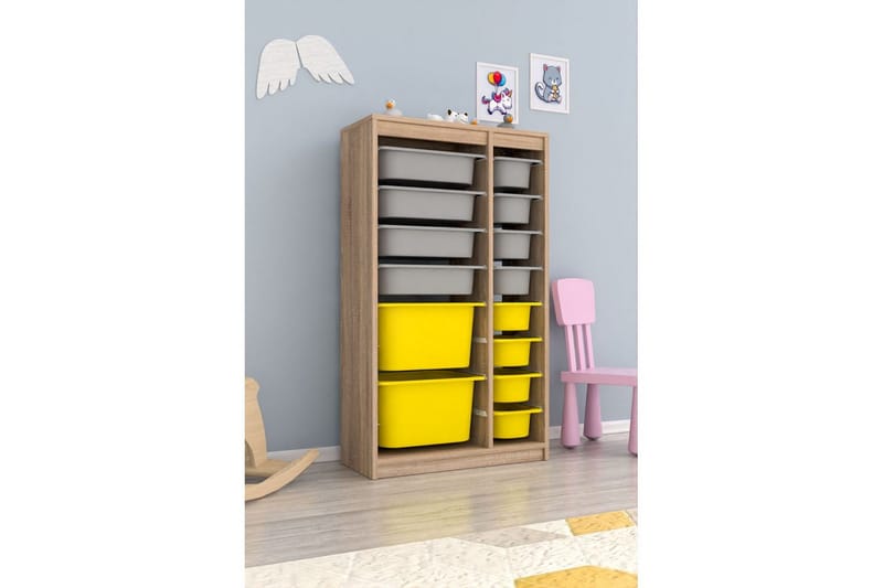 Flerfunktionsskåp Montana (69 x 112.2 x 29.6 cm) Sonomo Grå / Gul - Sonomo Grå / Gul - Förvaring - Småförvaring - Förvaringslåda