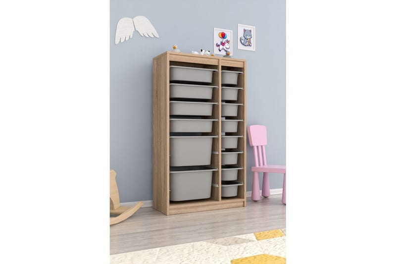 Flerfunktionsskåp Montana (69 x 112.2 x 29.6 cm) Sonomo / Grå - Sonomo / Grå - Förvaring - Småförvaring - Förvaringslåda