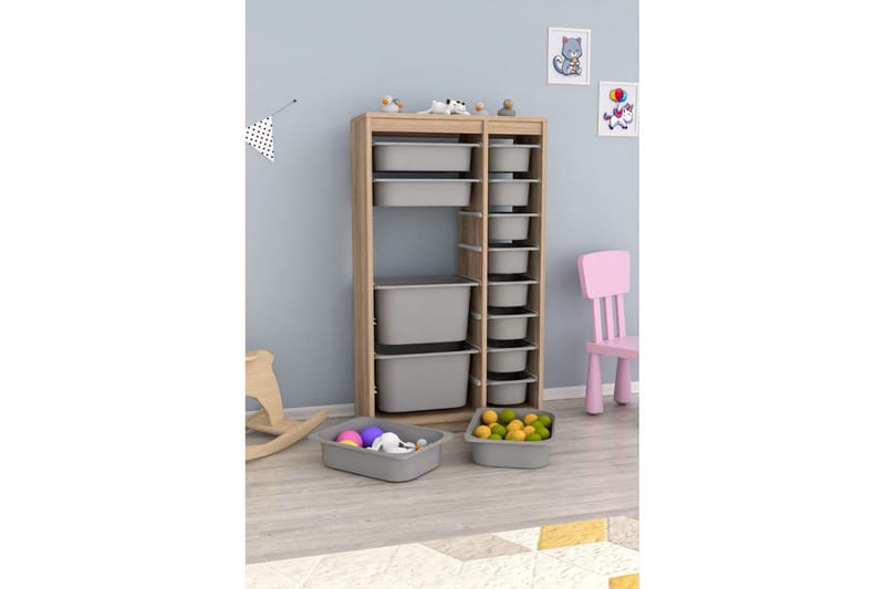 Flerfunktionsskåp Montana (69 x 112.2 x 29.6 cm) Sonomo / Grå - Sonomo / Grå - Förvaring - Småförvaring - Förvaringslåda