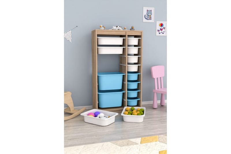 Flerfunktionsskåp Montana (69 x 112.2 x 29.6 cm) Sonomo Vit / Blå - Sonomo Vit / Blå - Förvaring - Småförvaring - Förvaringslåda