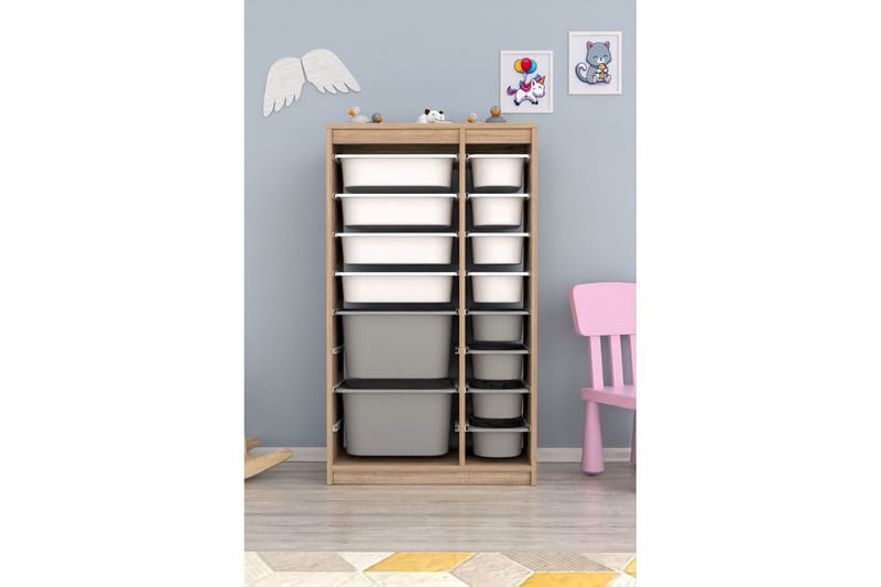 Flerfunktionsskåp Montana (69 x 112.2 x 29.6 cm) Sonomo Vit / Grå - Sonomo Vit / Grå - Förvaring - Småförvaring - Förvaringslåda