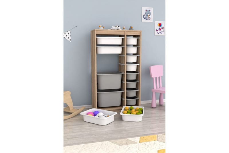 Flerfunktionsskåp Montana (69 x 112.2 x 29.6 cm) Sonomo Vit / Grå - Sonomo Vit / Grå - Förvaring - Småförvaring - Förvaringslåda