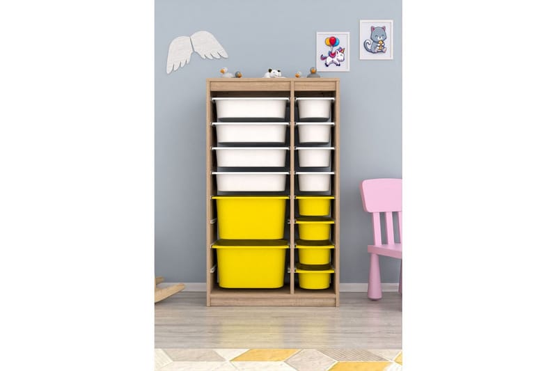 Flerfunktionsskåp Montana (69 x 112.2 x 29.6 cm) Sonomo Vit / Gul - Sonomo Vit / Gul - Förvaring - Småförvaring - Förvaringsl åda