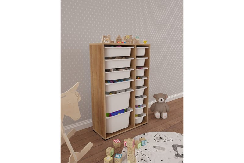 Flerfunktionsskåp Ravielwich (69,5 x 109 x 30 cm) Ek / Vit - Ek / Vit - Förvaring - Småförvaring - Förvaringslåda