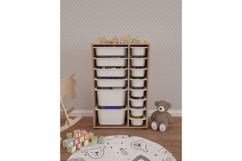 Flerfunktionsskåp Ravielwich (69,5 x 109 x 30 cm) Ek / Vit - Ek / Vit - Förvaring - Småförvaring - Förvaringslåda