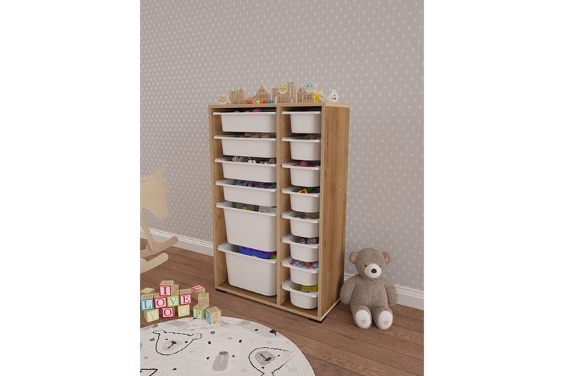 Flerfunktionsskåp Ravielwich (69,5 x 109 x 30 cm) Ek / Vit - Ek / Vit - Förvaring - Småförvaring - Förvaringslåda