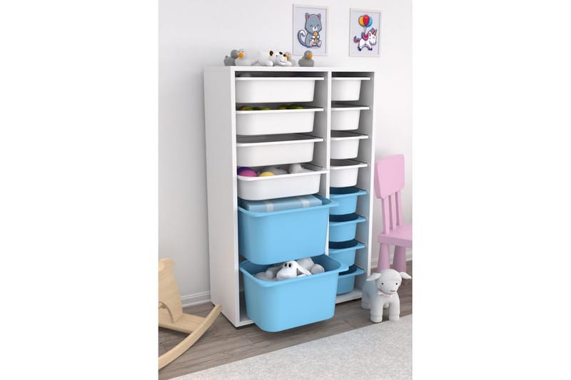Flerfunktionsskåp Ravielwich (69,5 x 109 x 30 cm) Vit / Blå - Vit / Blå - Förvaring - Småförvaring - Förvaringslåda