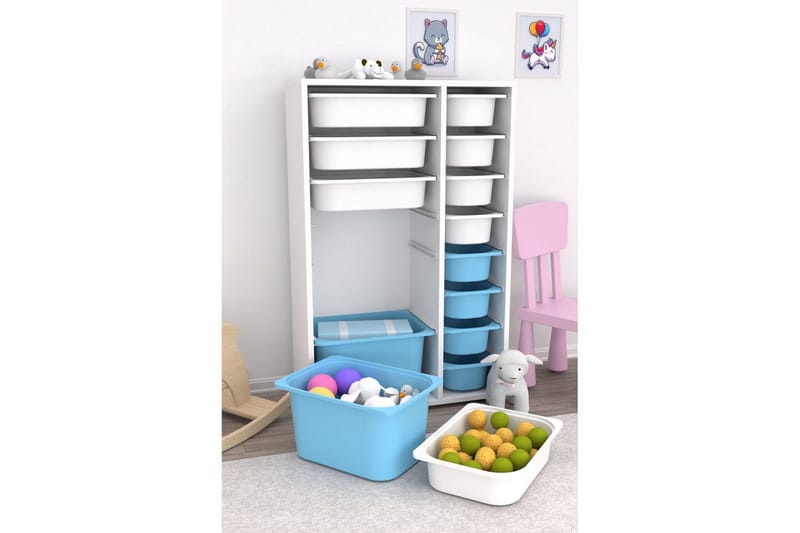 Flerfunktionsskåp Ravielwich (69,5 x 109 x 30 cm) Vit / Blå - Vit / Blå - Förvaring - Småförvaring - Förvaringslåda