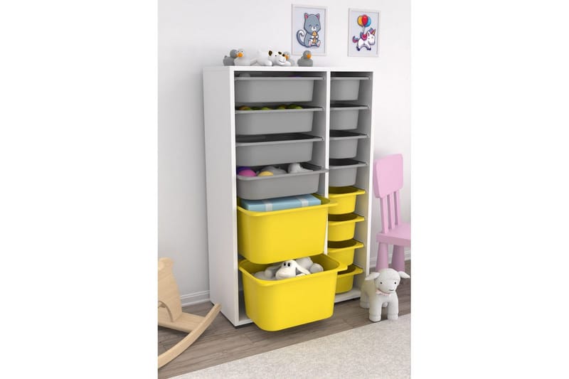 Flerfunktionsskåp Ravielwich (69,5 x 109 x 30 cm) Vit / Grå / Gul - Vit / Grå / Gul - Förvaring - Småförvaring - Förvaringslåda